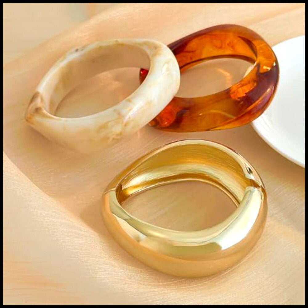 Chunky Acrylic Bangle Bracelet Stack Statement Cu… - image 6